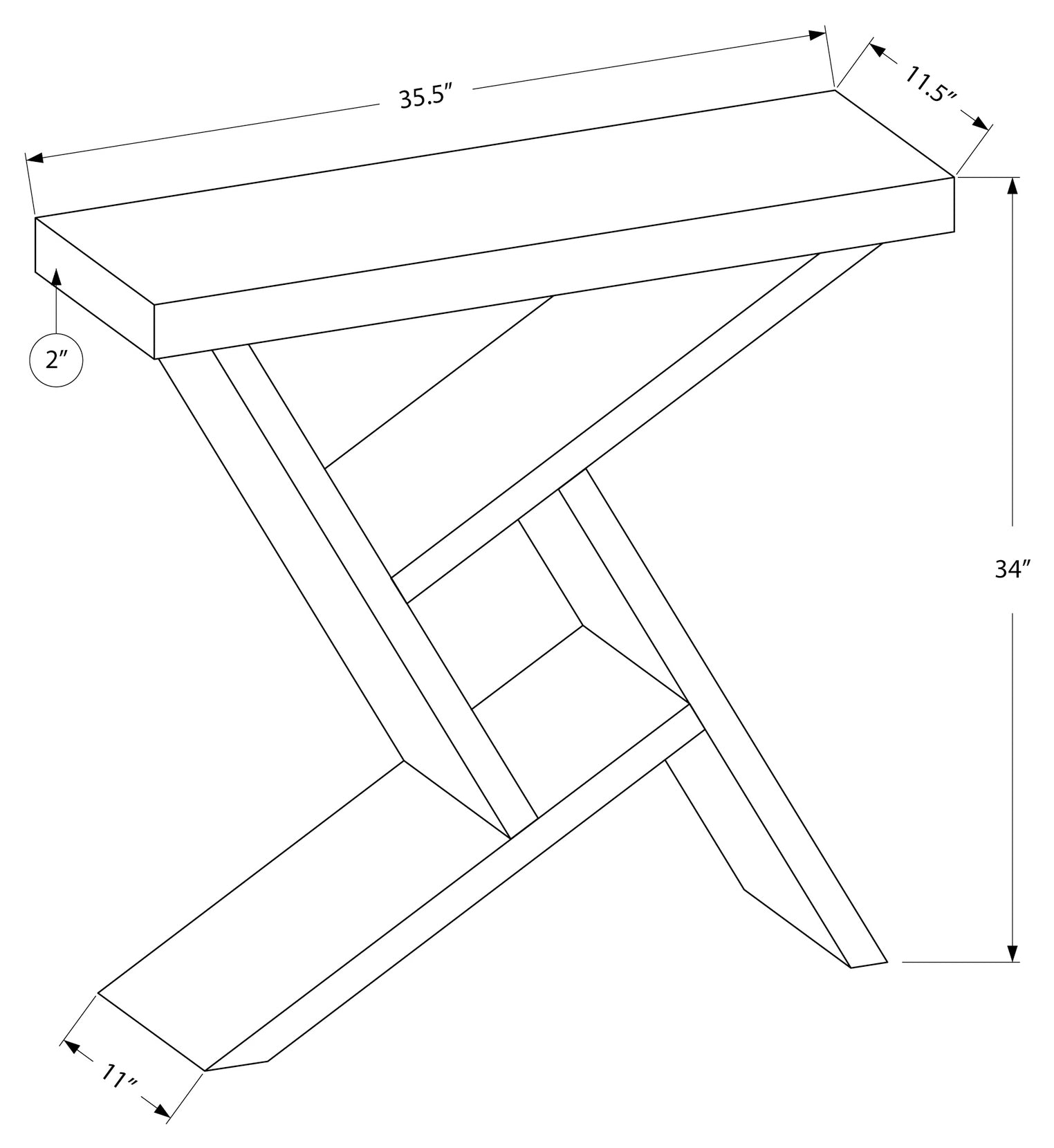 TABLE D'APPOINT - 91 cm (36 po) / BLANC / CONSOLE D'ENTRÉE ASPECT CIMENT