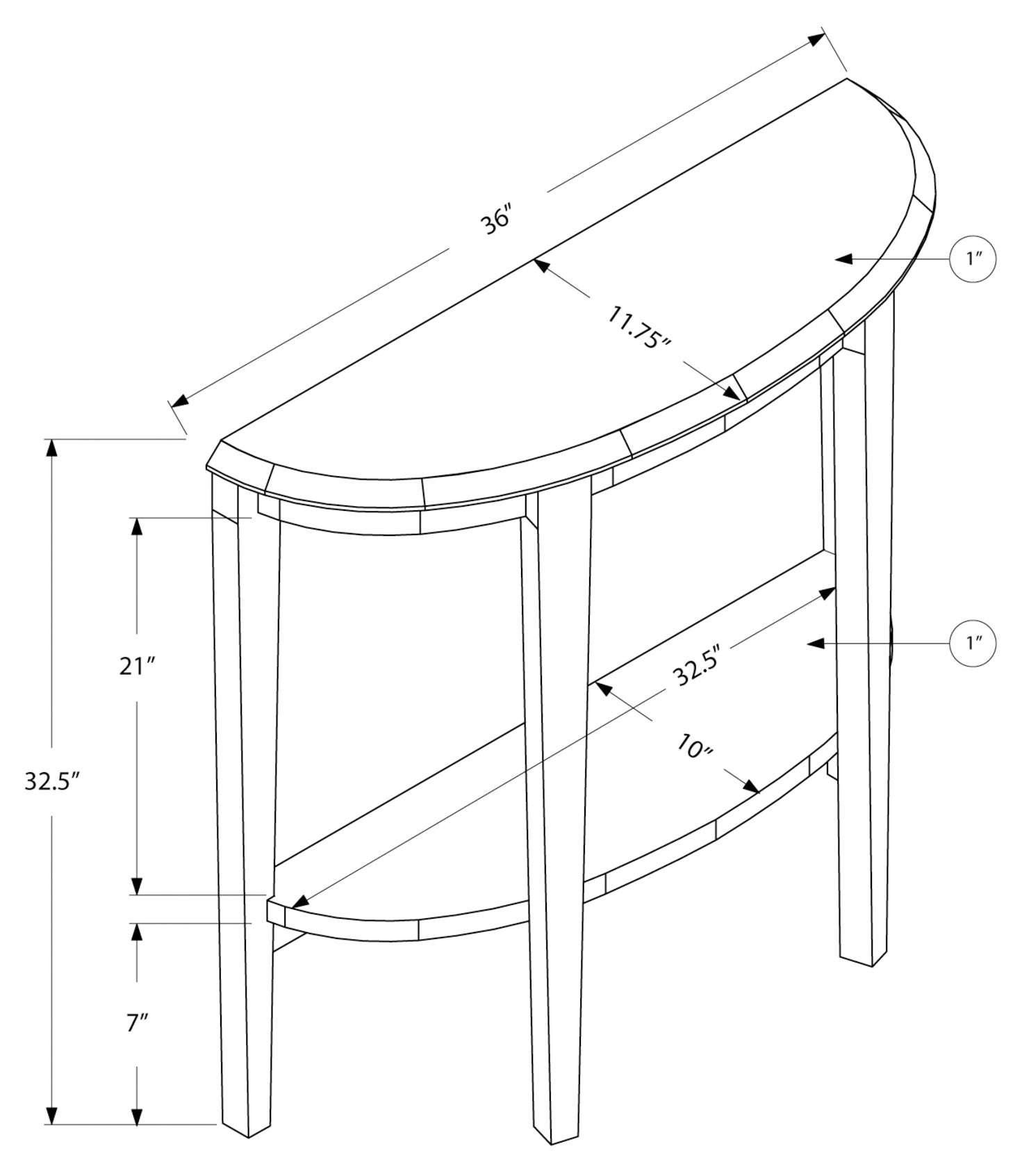 ACCENT TABLE - 36"L / BLACK HALL CONSOLE