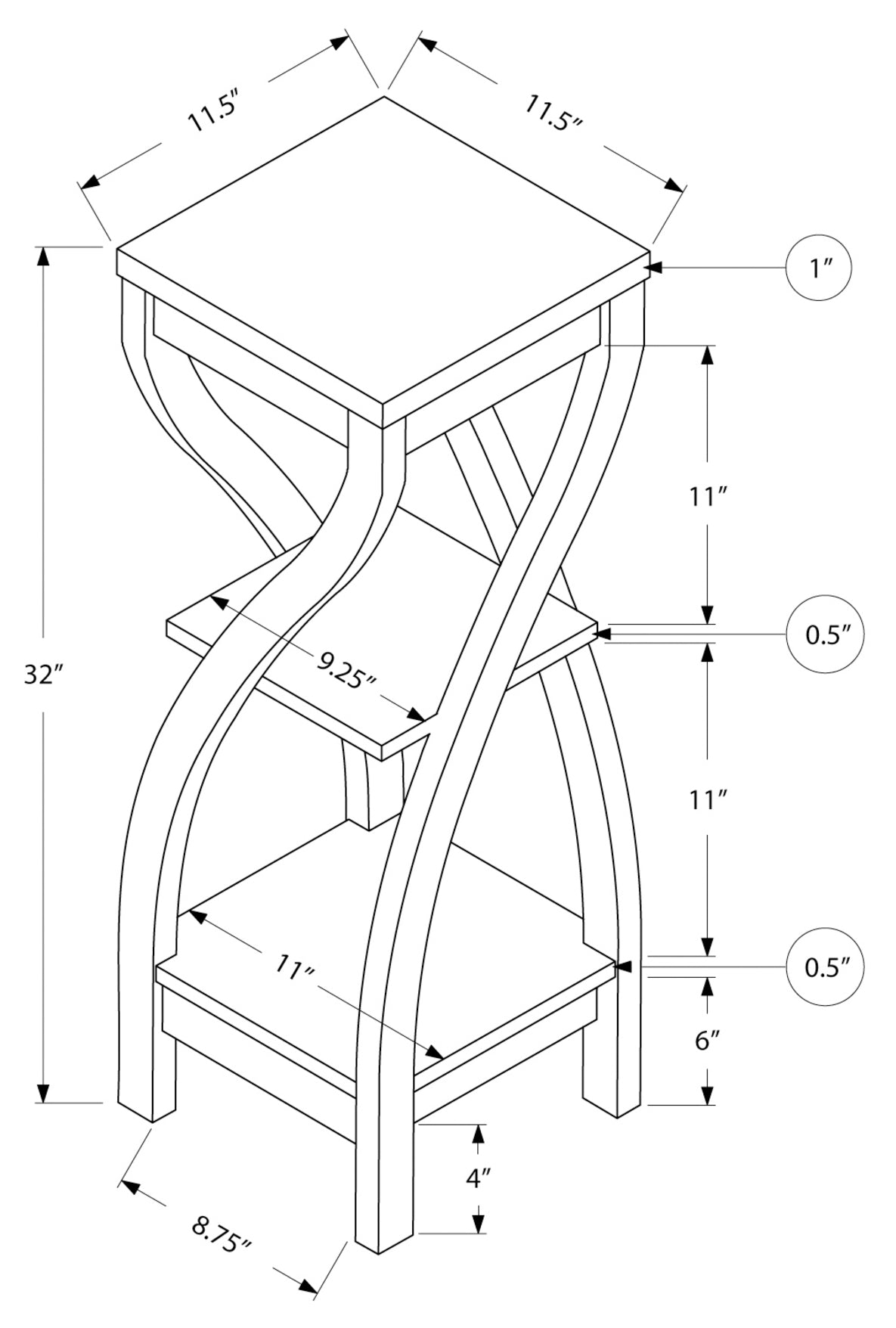 ACCENT TABLE - 32"H / BLACK