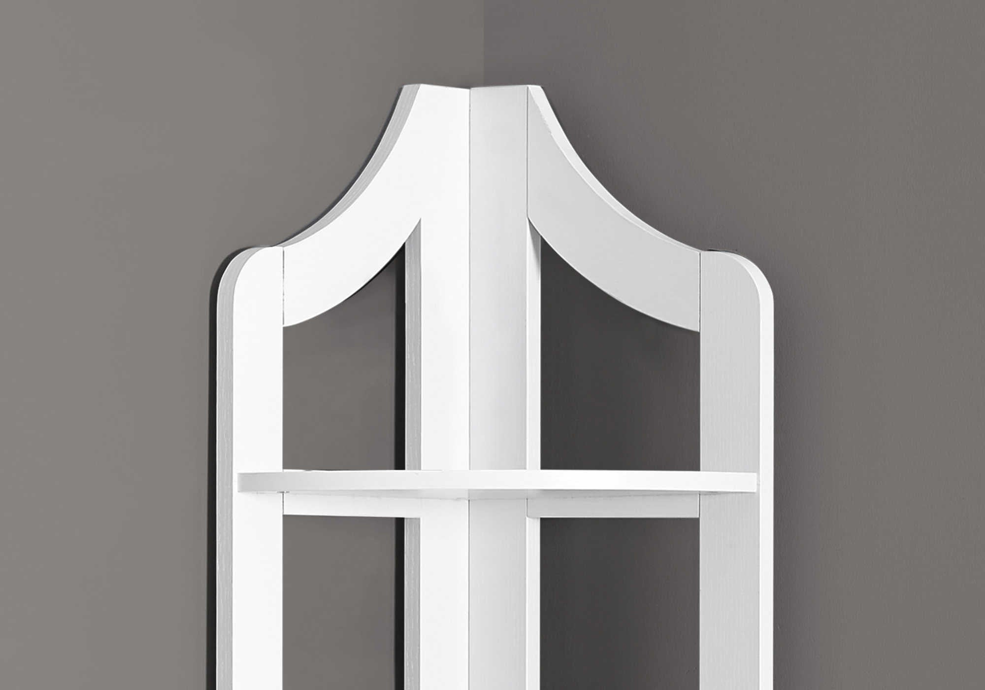 BOOKCASE - 72"H / WHITE CORNER ACCENT ETAGERE