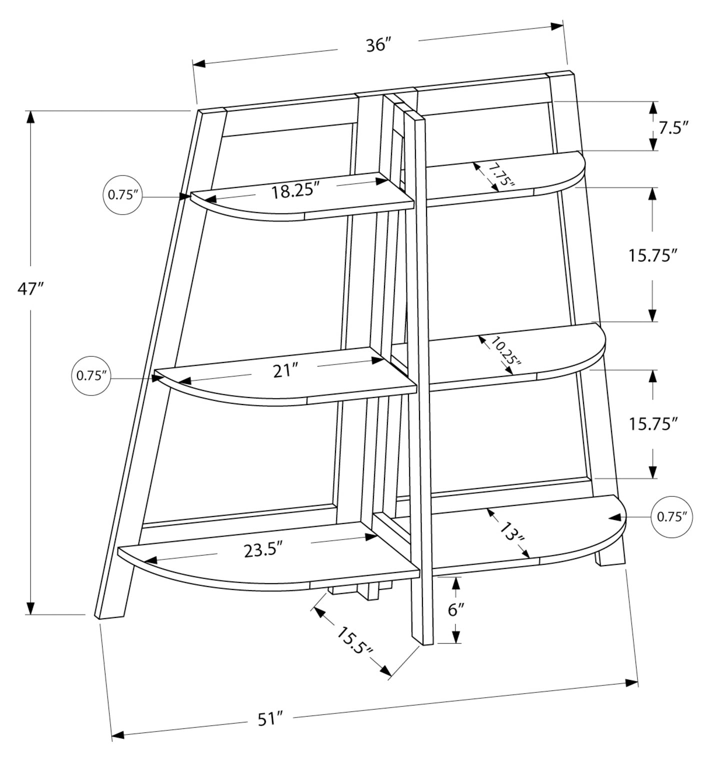BOOKCASE - 48"H / ESPRESSO ACCENT ETAGERE