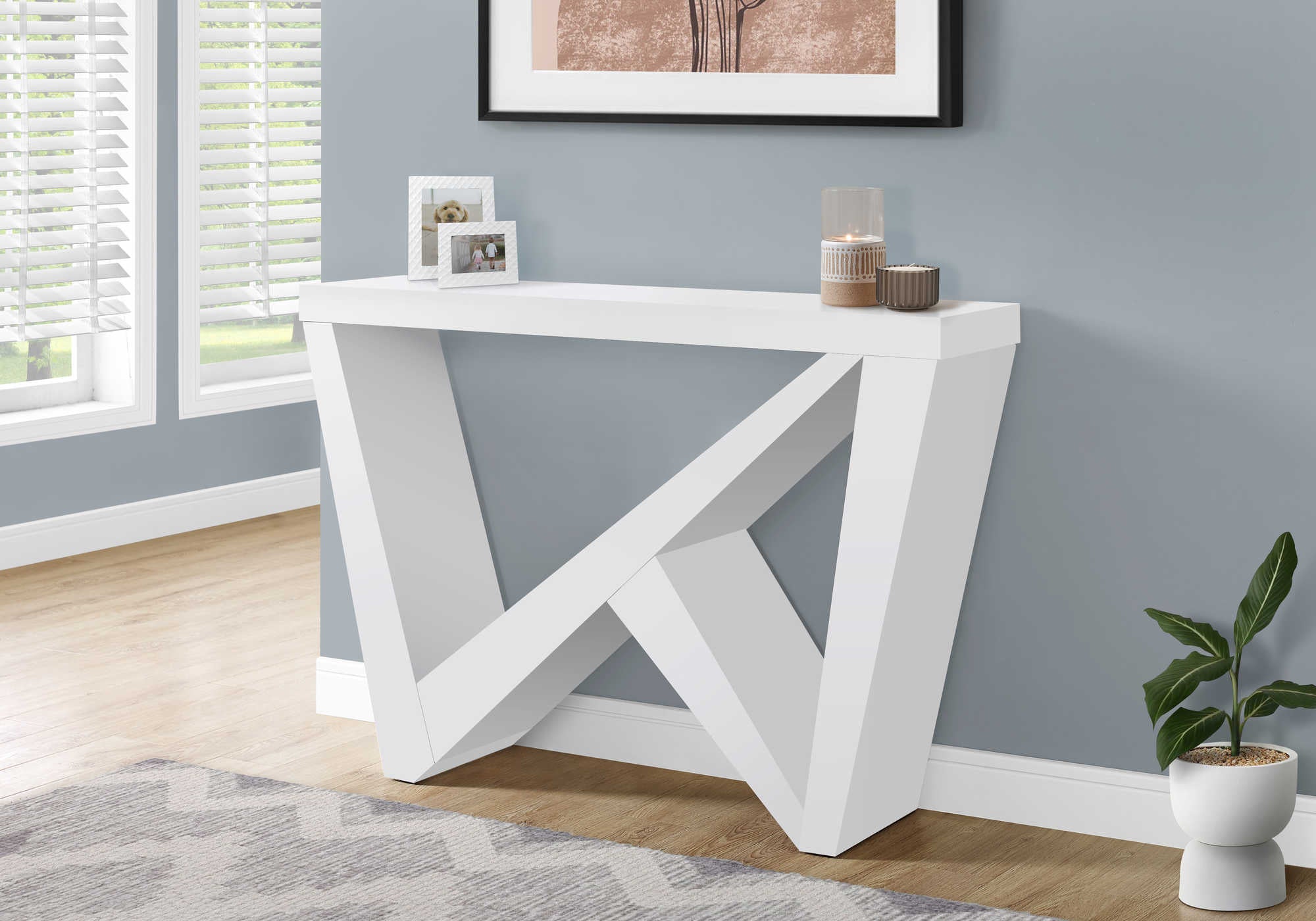 TABLE D'APPOINT - 48"L / CONSOLE D'ENTRÉE BLANCHE