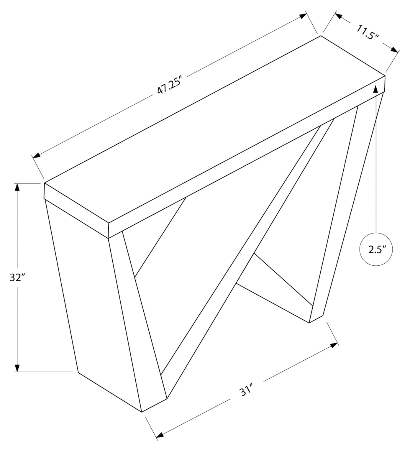 TABLE D'APPOINT - 48"L / CONSOLE D'ENTRÉE BLANCHE