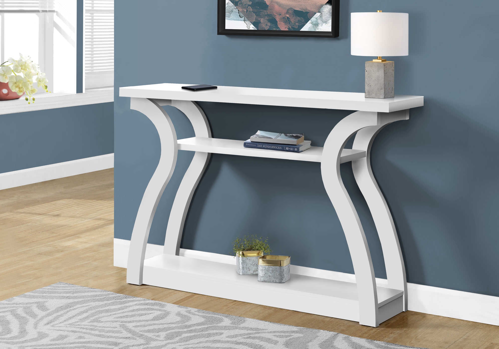 TABLE D'APPOINT - 47"L / CONSOLE D'ENTRÉE BLANCHE