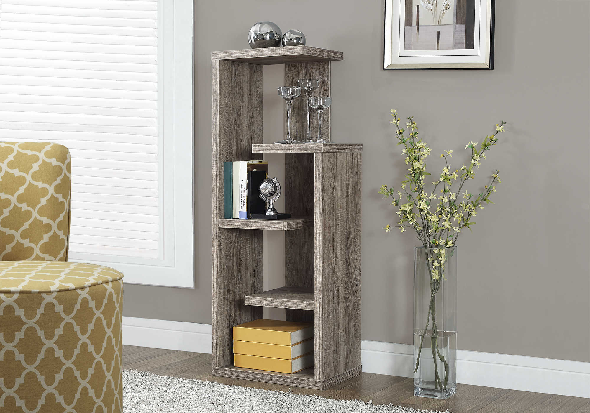 BOOKCASE - 48"H / DARK TAUPE ACCENT DISPLAY UNIT
