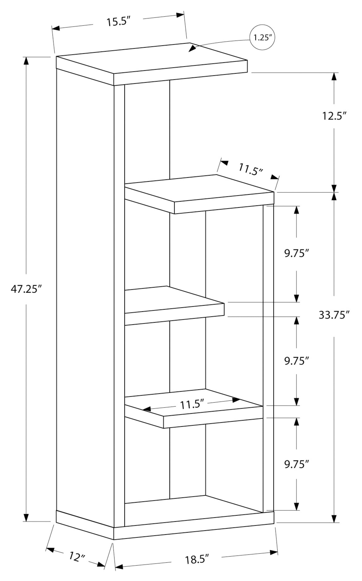 BOOKCASE - 48"H / DARK TAUPE ACCENT DISPLAY UNIT