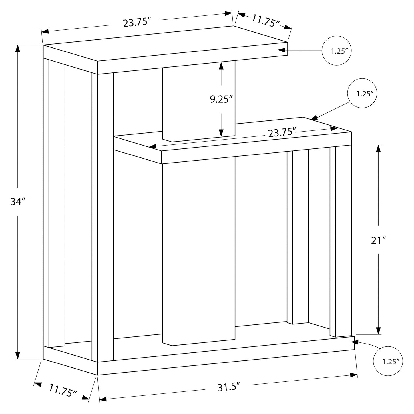 TABLE D'APPOINT - 32"L / CONSOLE D'ENTRÉE ESPRESSO