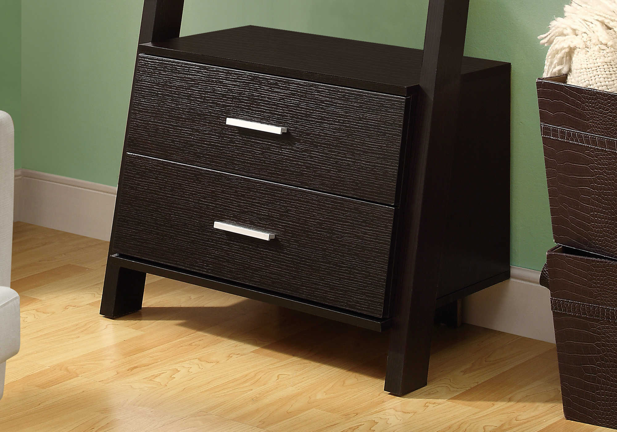 BOOKCASE - 69"H / ESPRESSO LADDER W/ 2 STORAGE DRAWERS