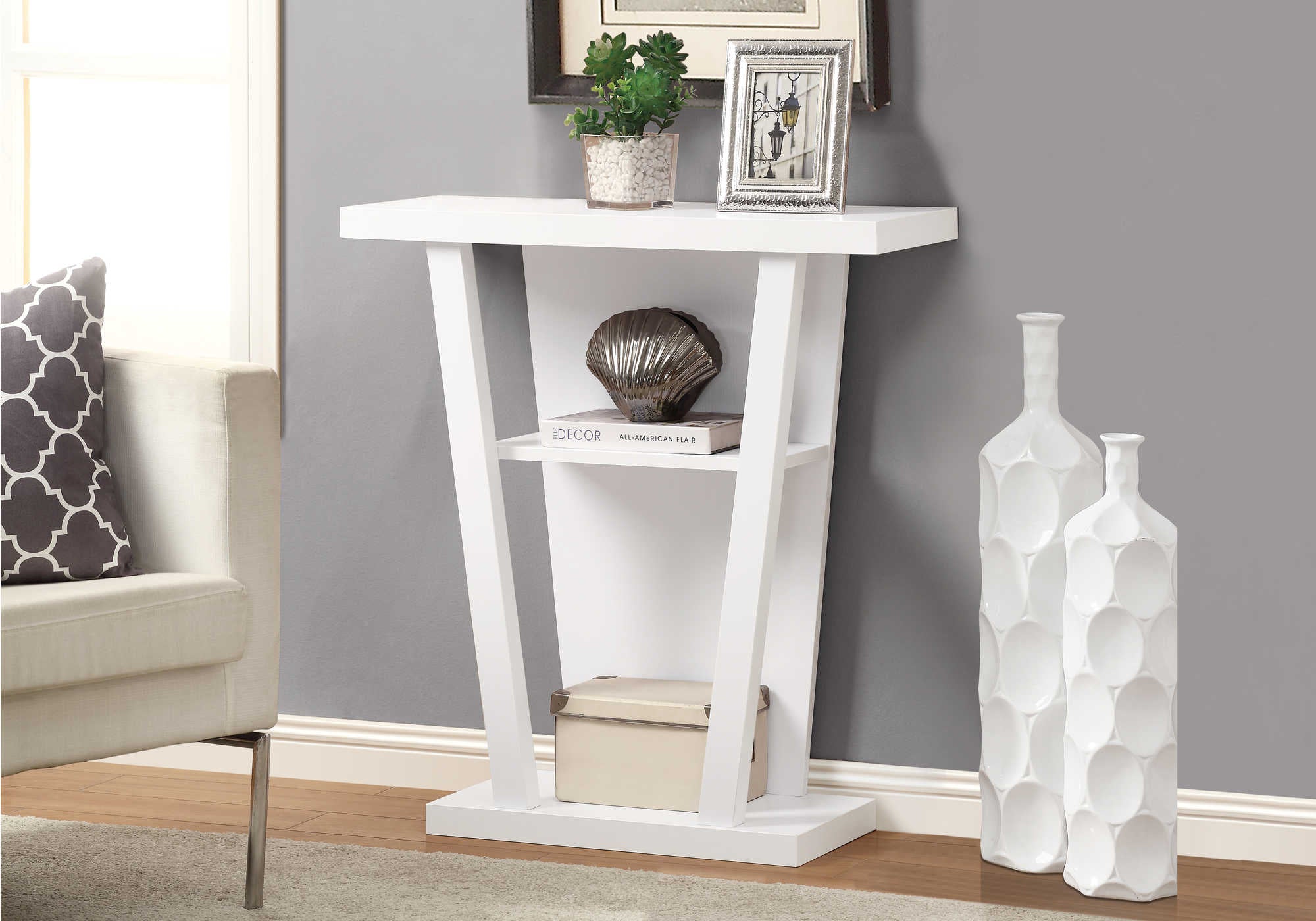 TABLE D'APPOINT - 32"L / CONSOLE D'ENTRÉE BLANCHE
