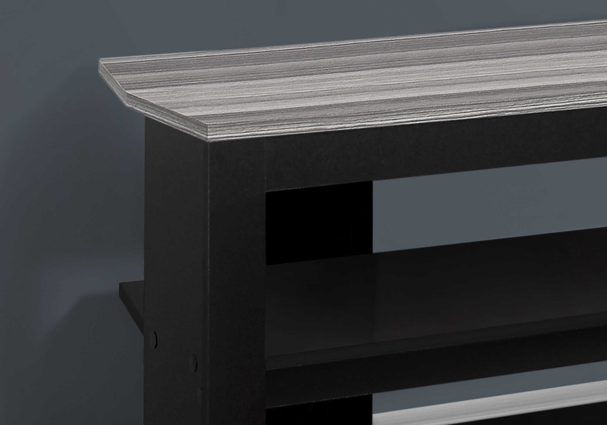TV STAND - 42"L / BLACK / GREY TOP CORNER
