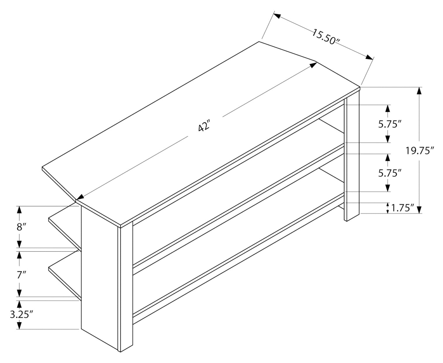 TV STAND - 42"L / BLACK / GREY TOP CORNER