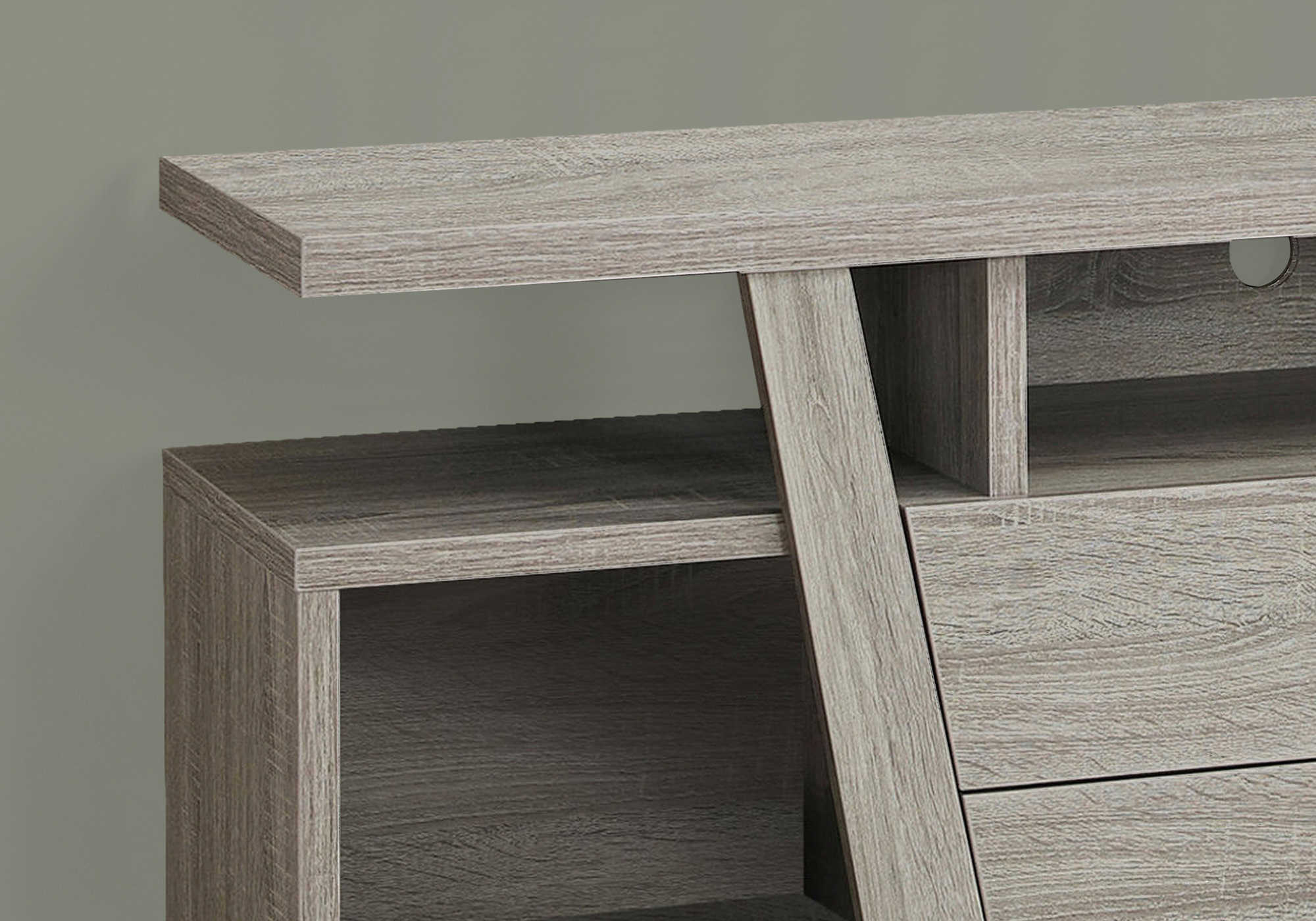 TV STAND - 60"L / DARK TAUPE WITH 2 STORAGE DRAWERS