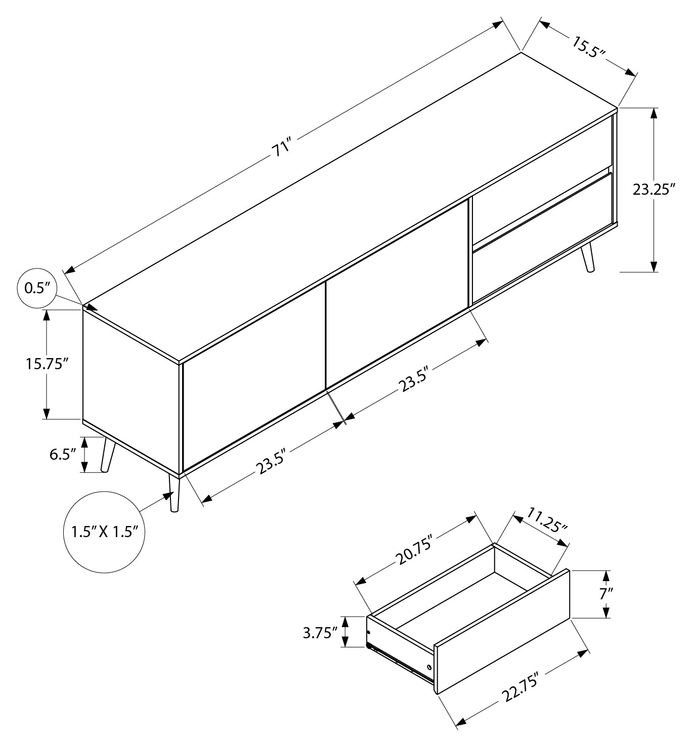 TV STAND - 72"L / WALNUT WITH STORAGE