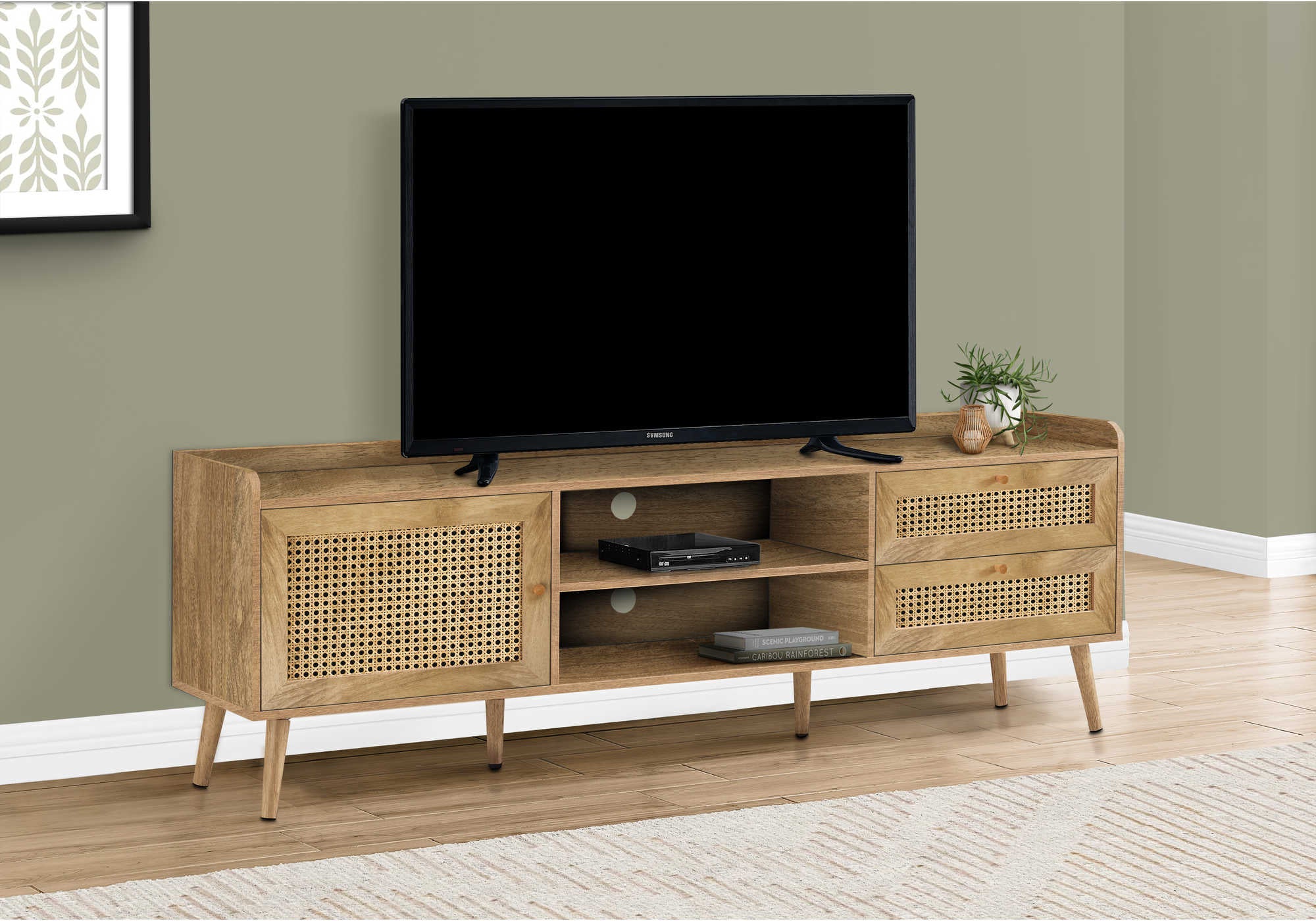 TV STAND - 72"L / WALNUT WITH STORAGE