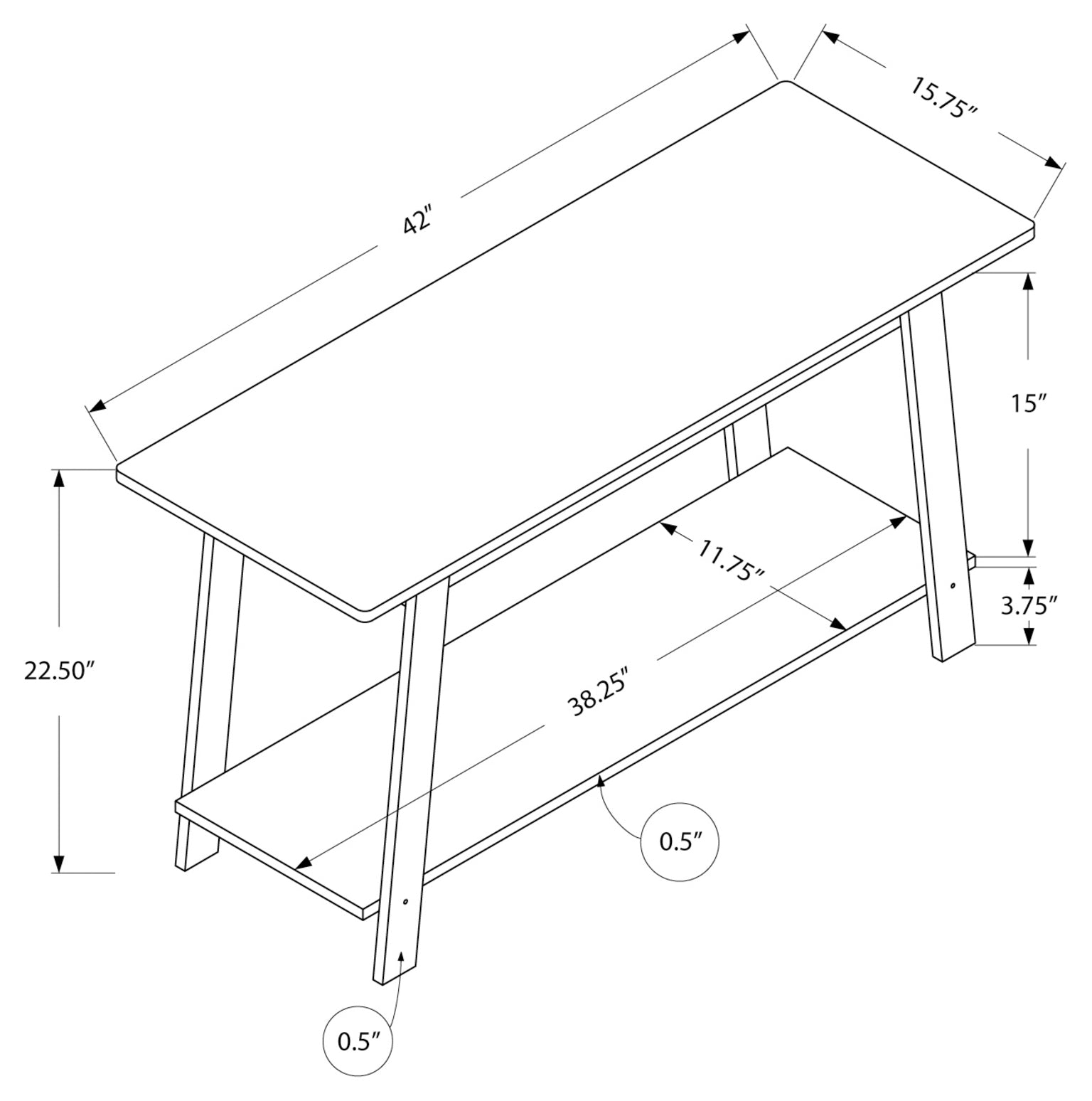 TV STAND - 42"L / DARK TAUPE