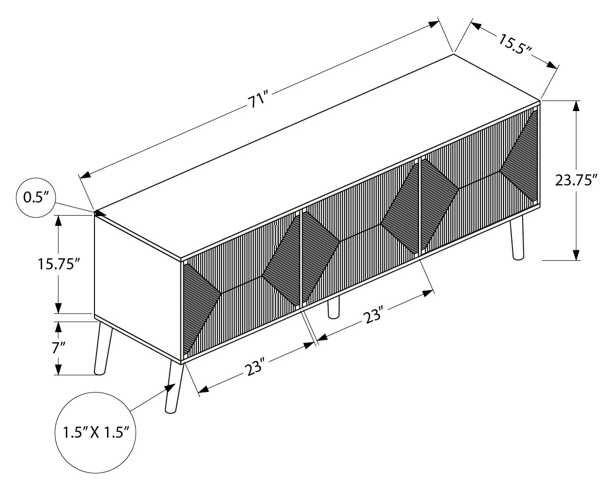 MEUBLE TV - 72"L / NOYER CLAIR / HERBE MARINE AVEC 3 PORTES