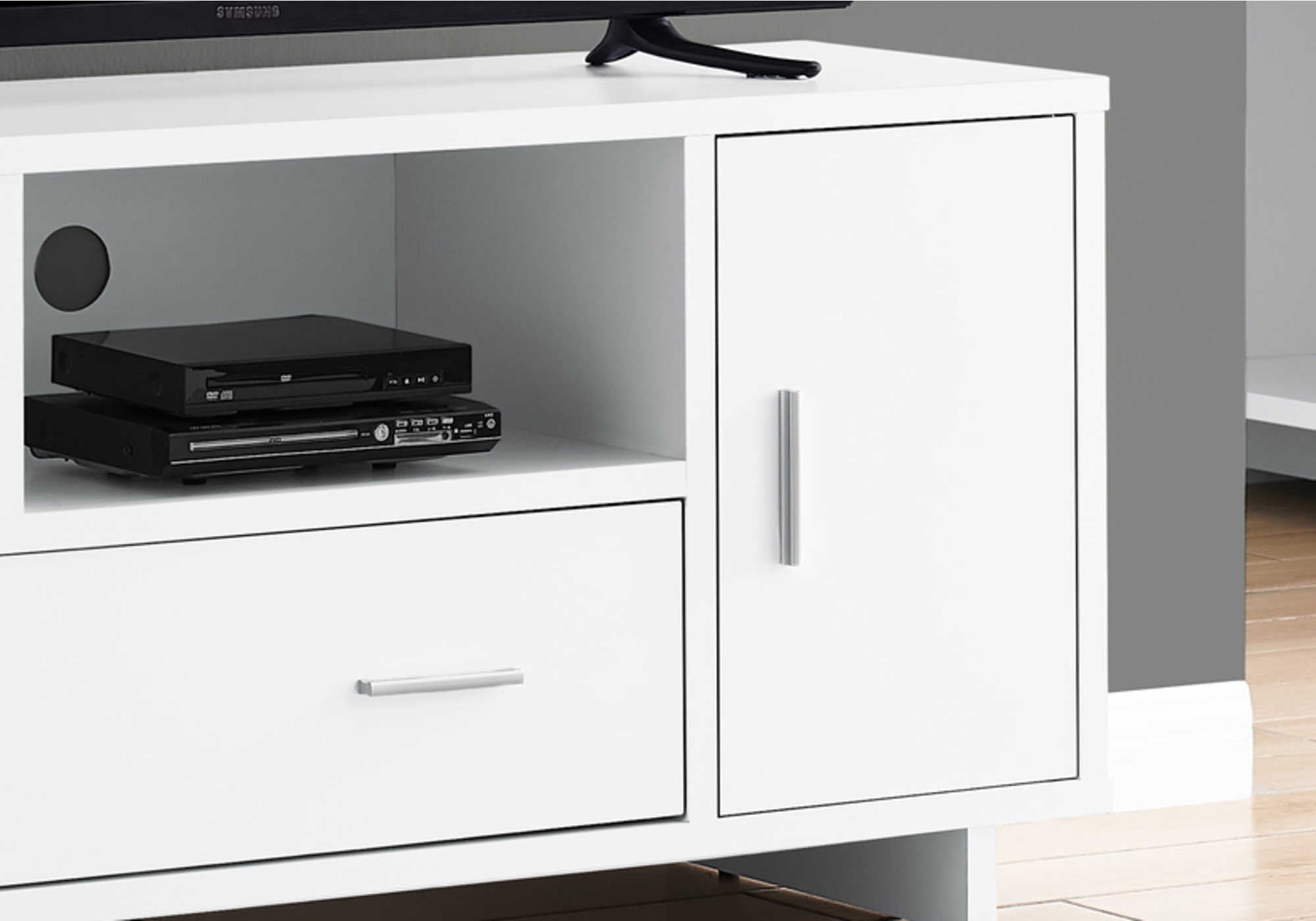 TV STAND - 48"L / WHITE WITH STORAGE