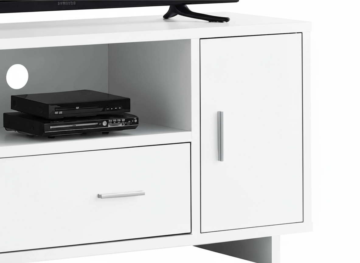 MEUBLE TV - 48"L / BLANC AVEC RANGEMENT
