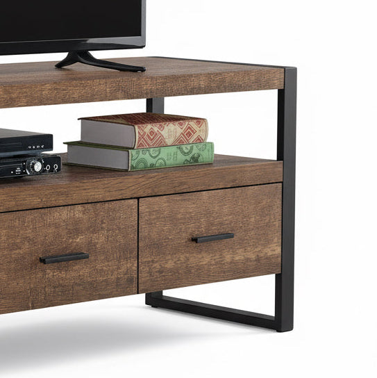 MEUBLE TV - 60"L / ASPECT BOIS RÉCUPÉRÉ BRUN / 3 TIROIRS