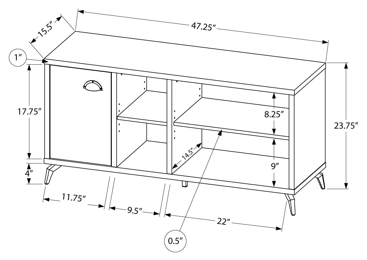 TV STAND - 48"L / GREY CONCRETE / MEDIUM BROWN RECLAIMED