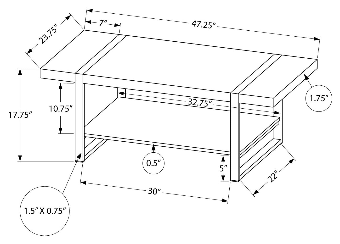 TABLE BASSE - ASPECT BOIS RÉCUPÉRÉ MARRON / MÉTAL NOIR