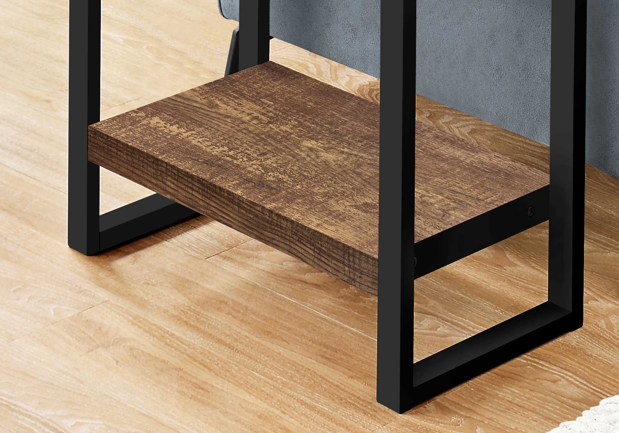 ACCENT TABLE - BROWN RECLAIMED WOOD-LOOK / BLACK METAL