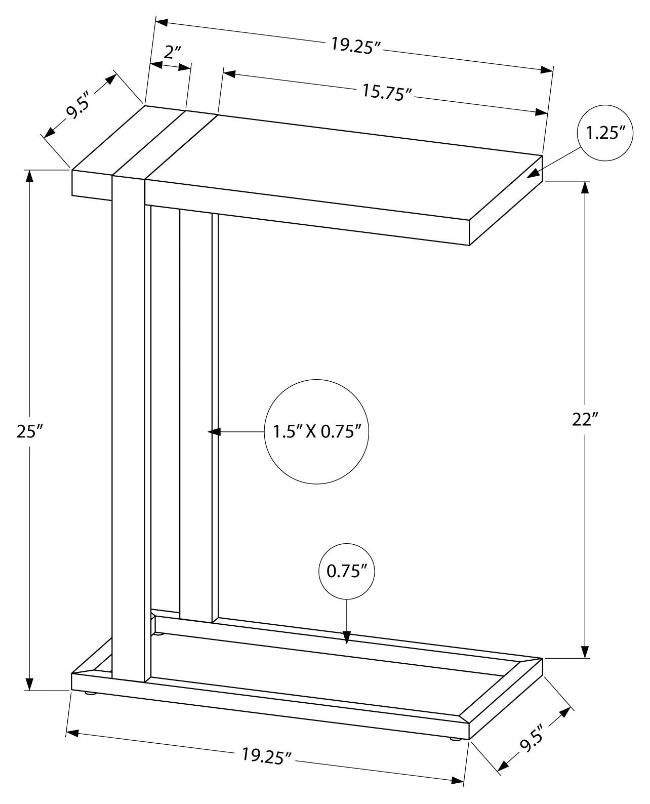 ACCENT TABLE - BROWN RECLAIMED WOOD-LOOK / BLACK METAL