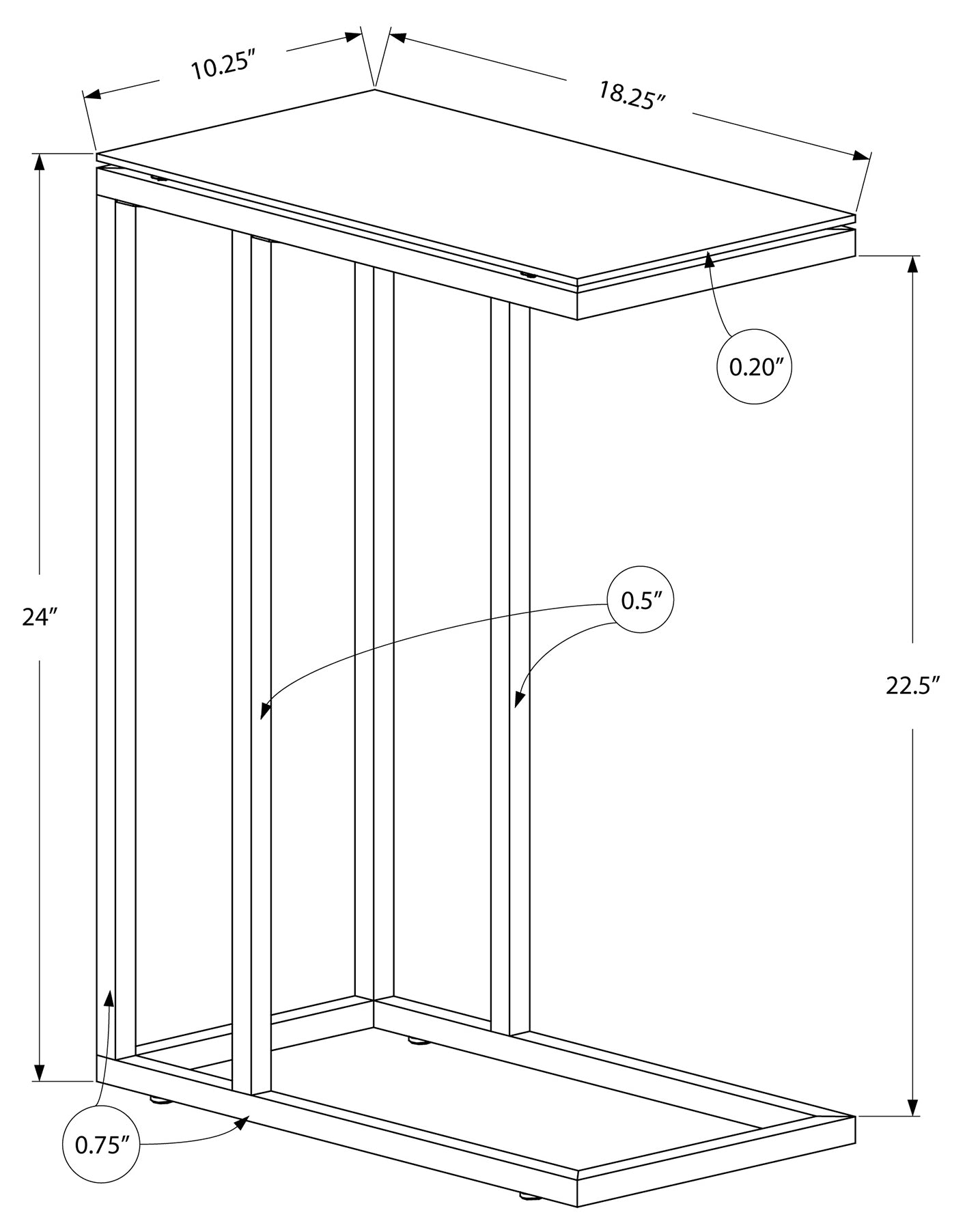 ACCENT TABLE - CHROME METAL WITH FROSTED TEMPERED GLASS