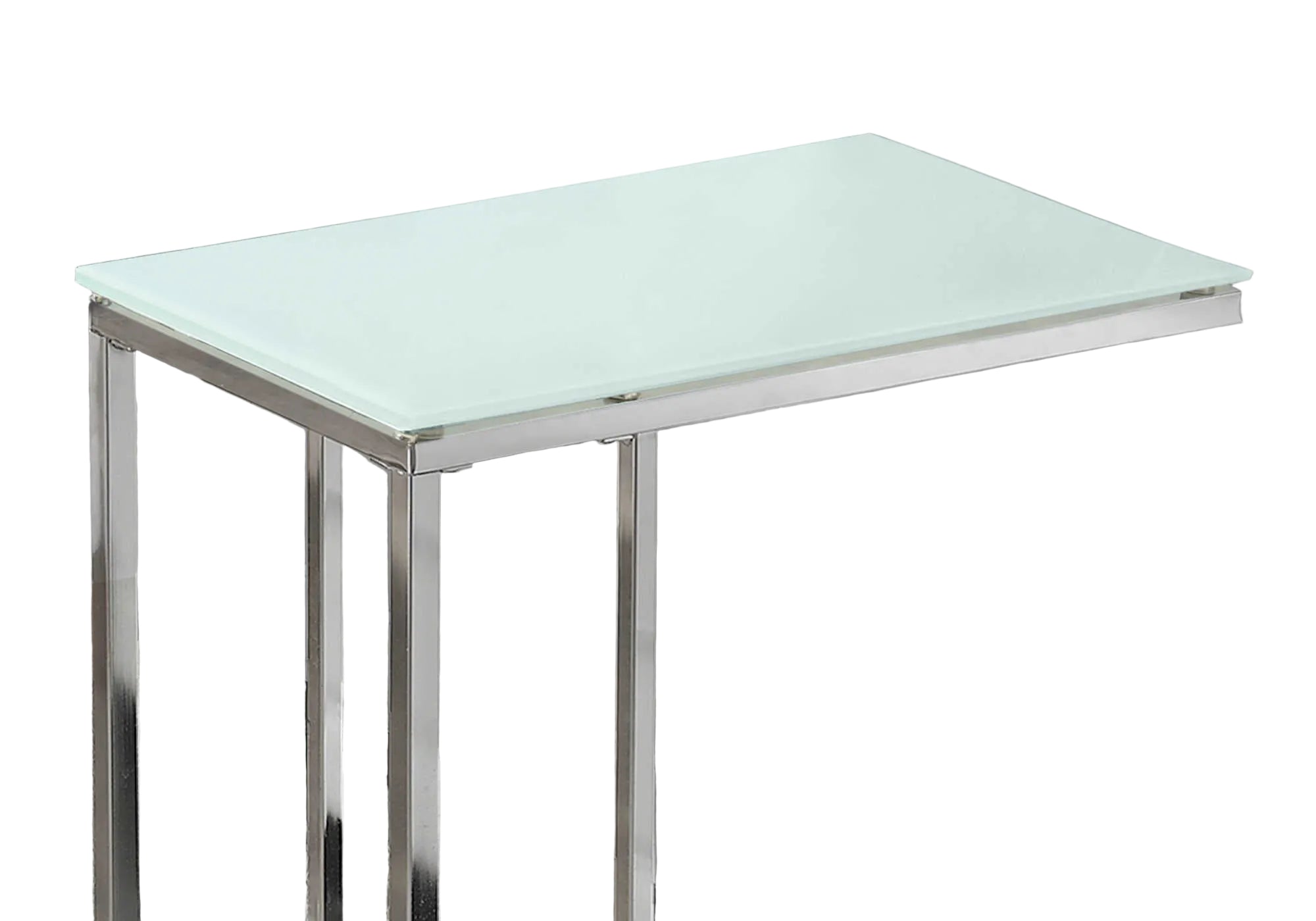 TABLE D'APPOINT - MÉTAL CHROMÉ AVEC VERRE TREMPÉ DÉPOLI