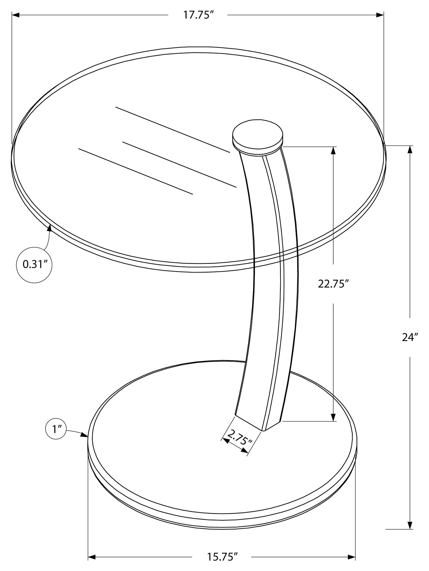 ACCENT TABLE - ESPRESSO BENTWOOD WITH TEMPERED GLASS