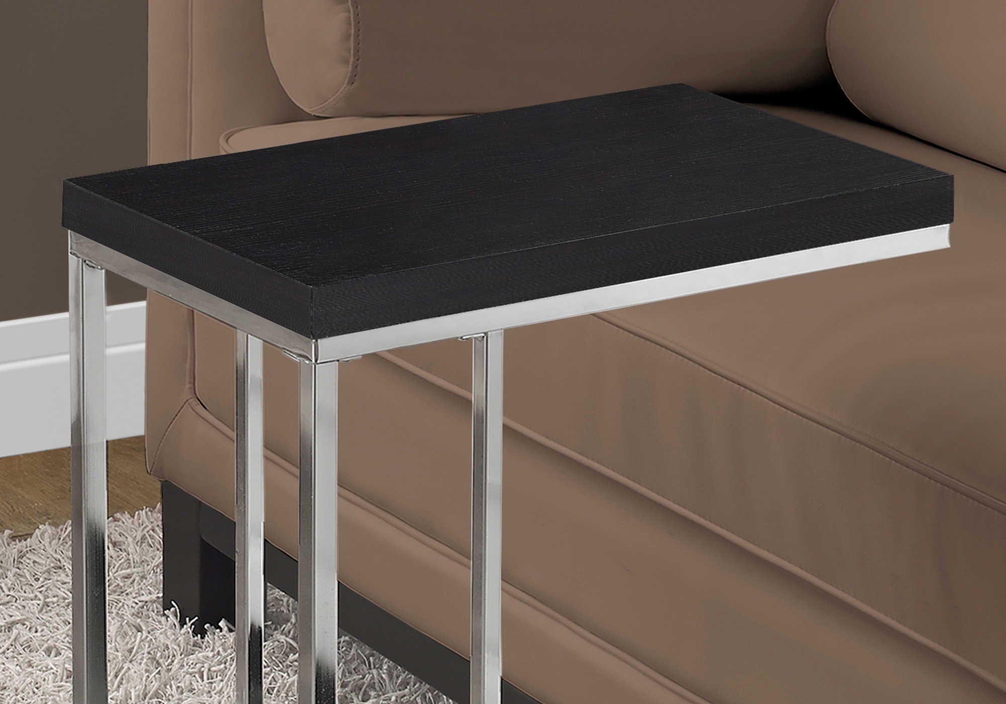 ACCENT TABLE - ESPRESSO WITH CHROME METAL
