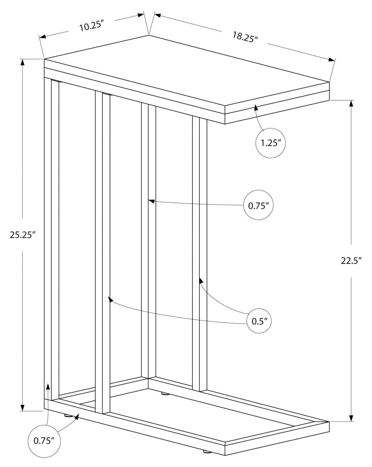 ACCENT TABLE - ESPRESSO WITH CHROME METAL