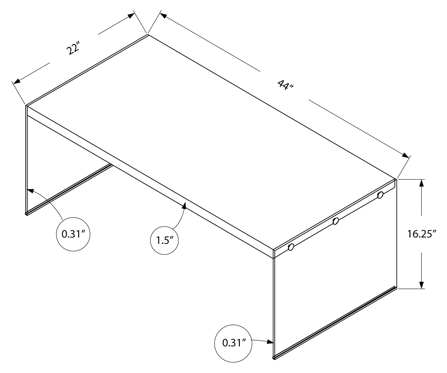 TABLE BASSE - TAUPE FONCÉ AVEC VERRE TREMPÉ