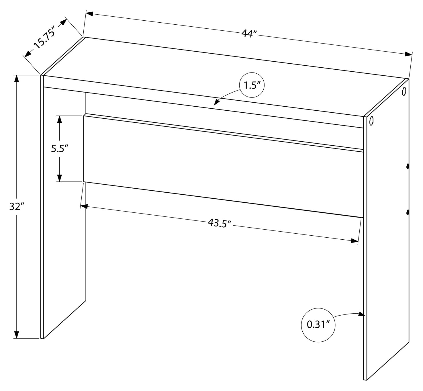 TABLE D'APPOINT - 44"L / TAUPE FONCÉ / VERRE TREMPÉ