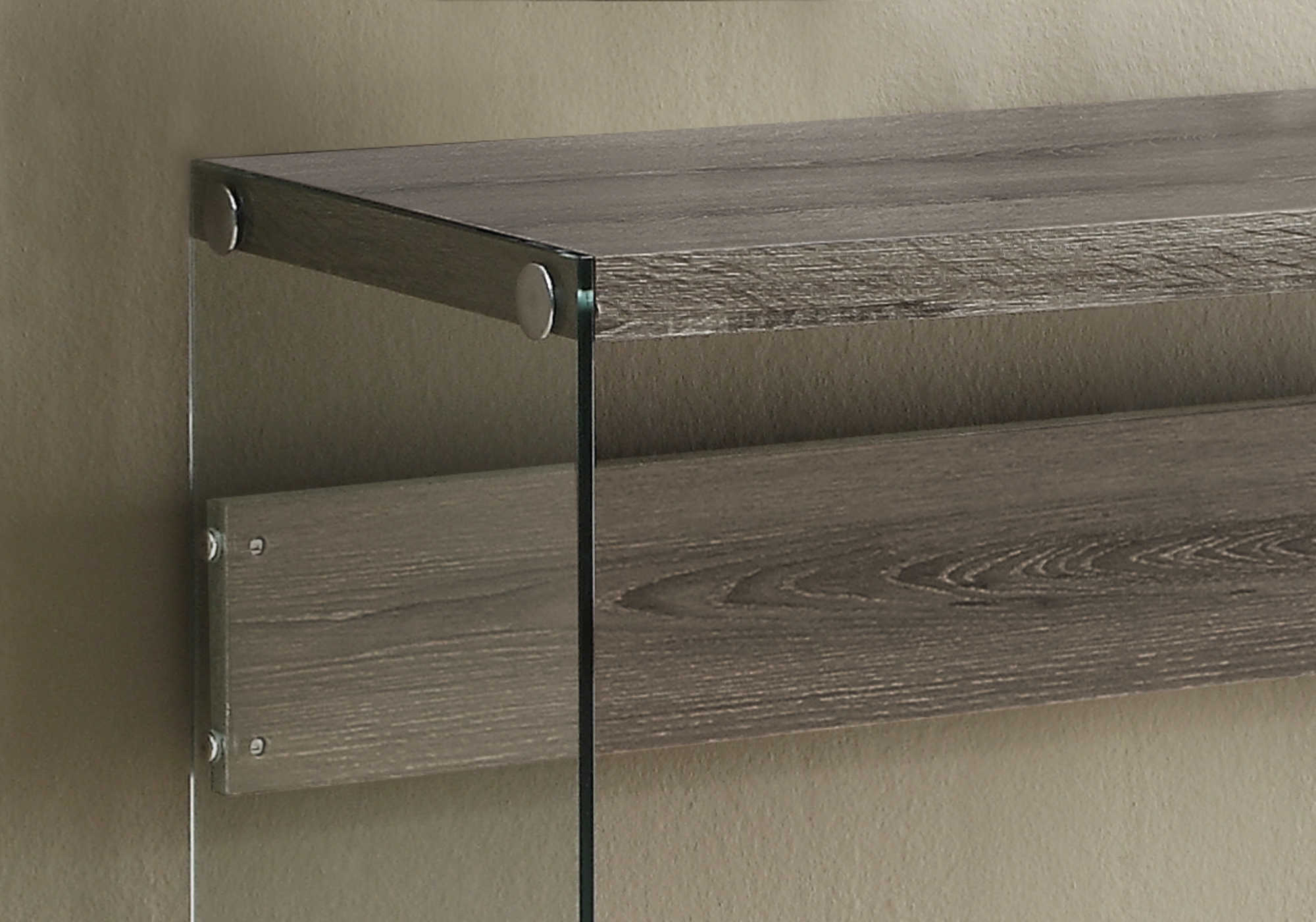 TABLE D'APPOINT - 44"L / TAUPE FONCÉ / VERRE TREMPÉ