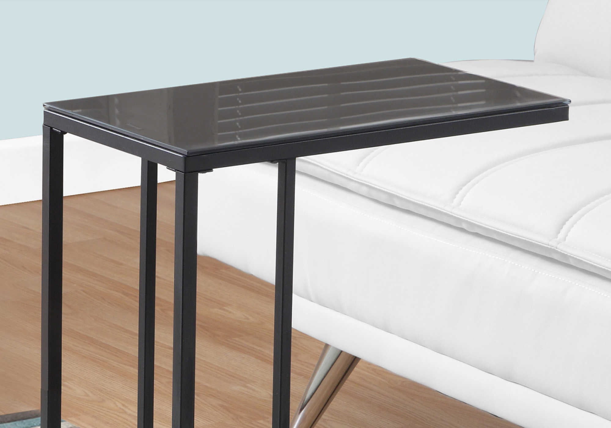 ACCENT TABLE - BLACK METAL / BLACK TEMPERED GLASS