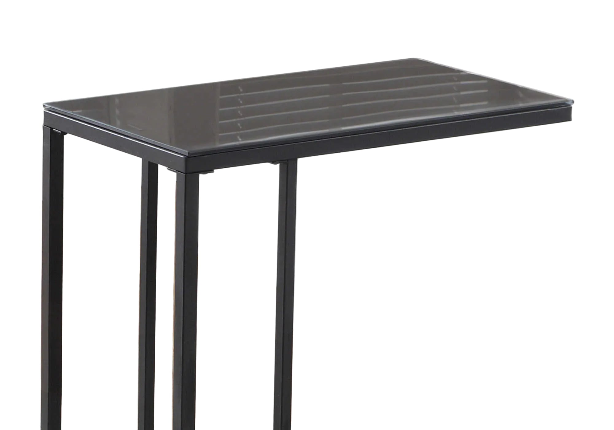 TABLE D'APPOINT - MÉTAL NOIR / VERRE TREMPÉ NOIR