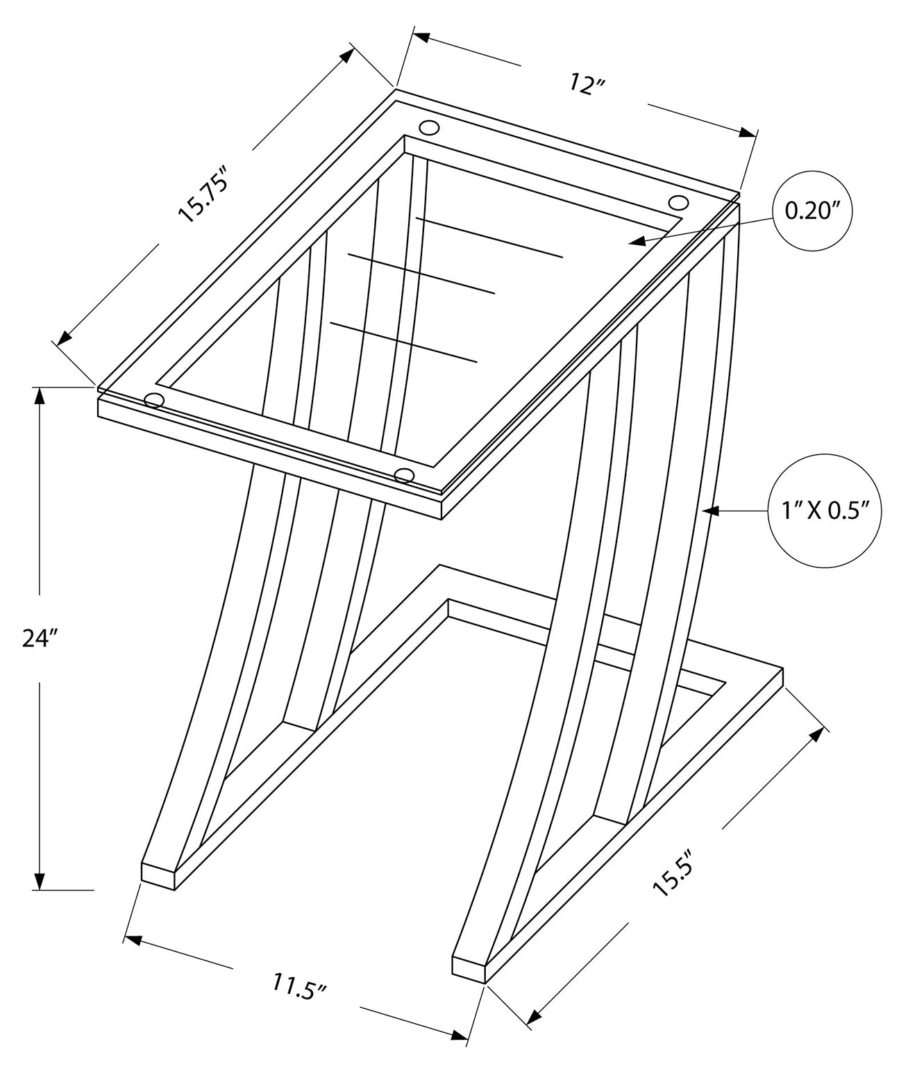 ACCENT TABLE - BLACK METAL WITH TEMPERED GLASS