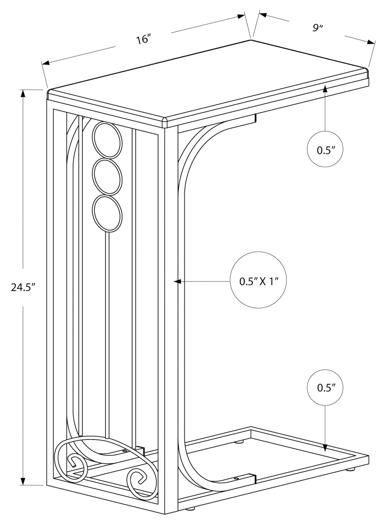 ACCENT TABLE - CHERRY TOP / ANTIQUE WHITE METAL