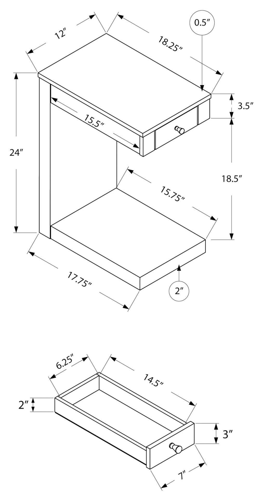 ACCENT TABLE - DARK TAUPE WITH A DRAWER