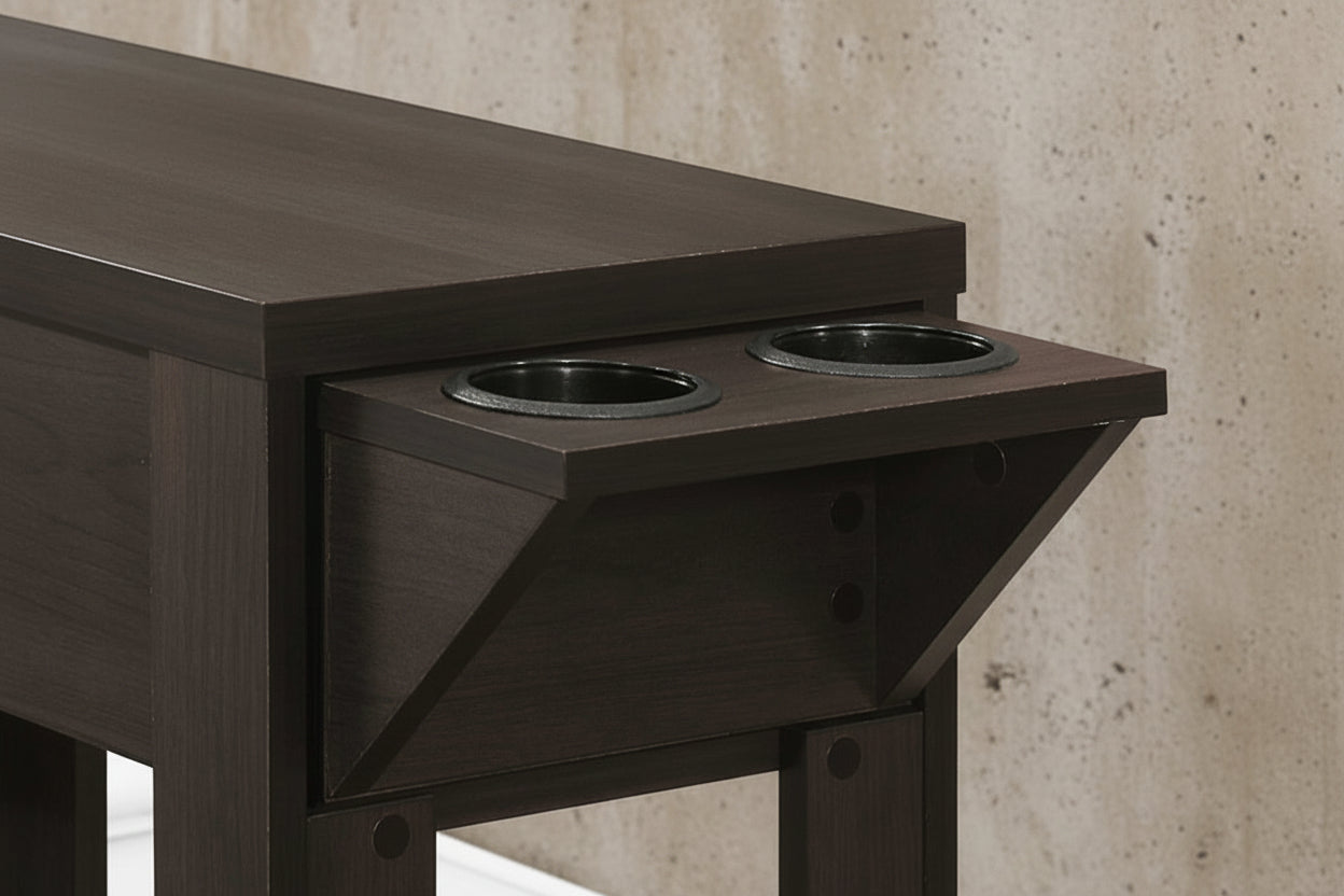 TABLE D'APPOINT - 23"H / ESPRESSO AVEC PORTE-VERRE