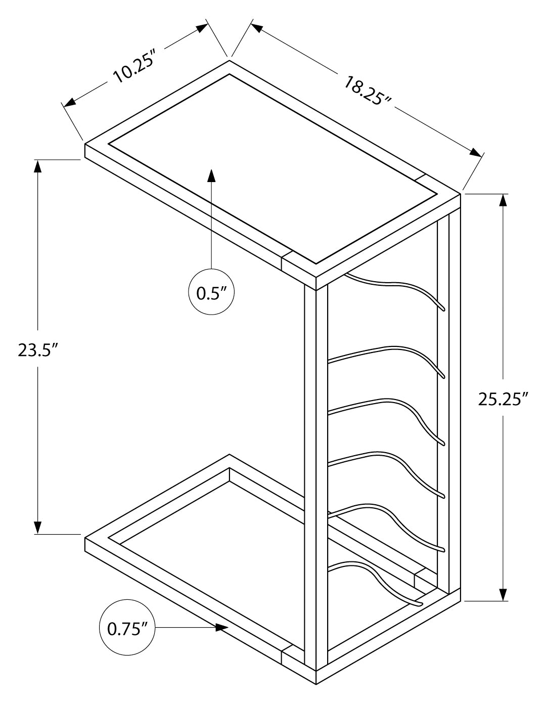ACCENT TABLE - 25"H / WHITE MARBLE-LOOK / BLACK METAL