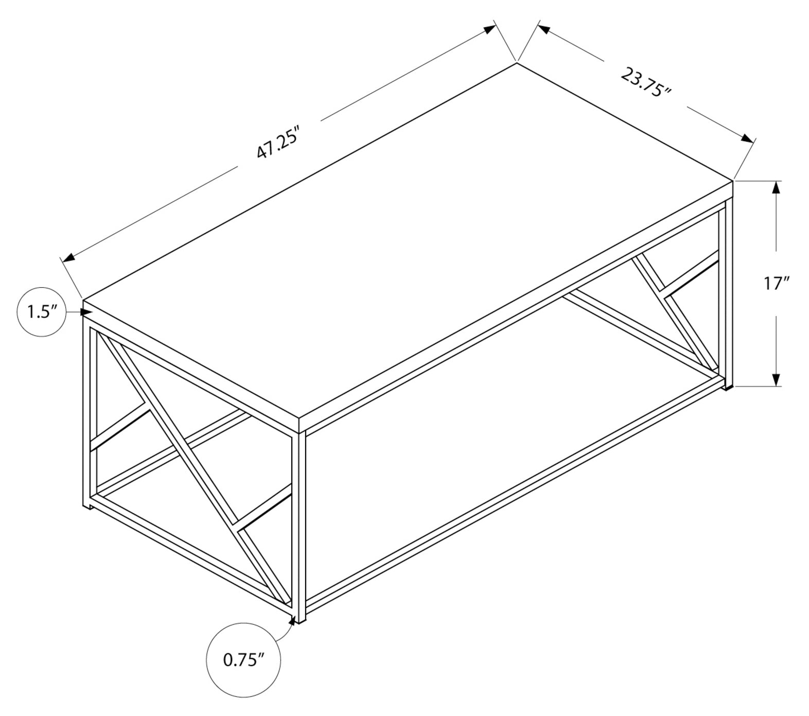 COFFEE TABLE - GREY CEMENT WITH CHROME METAL