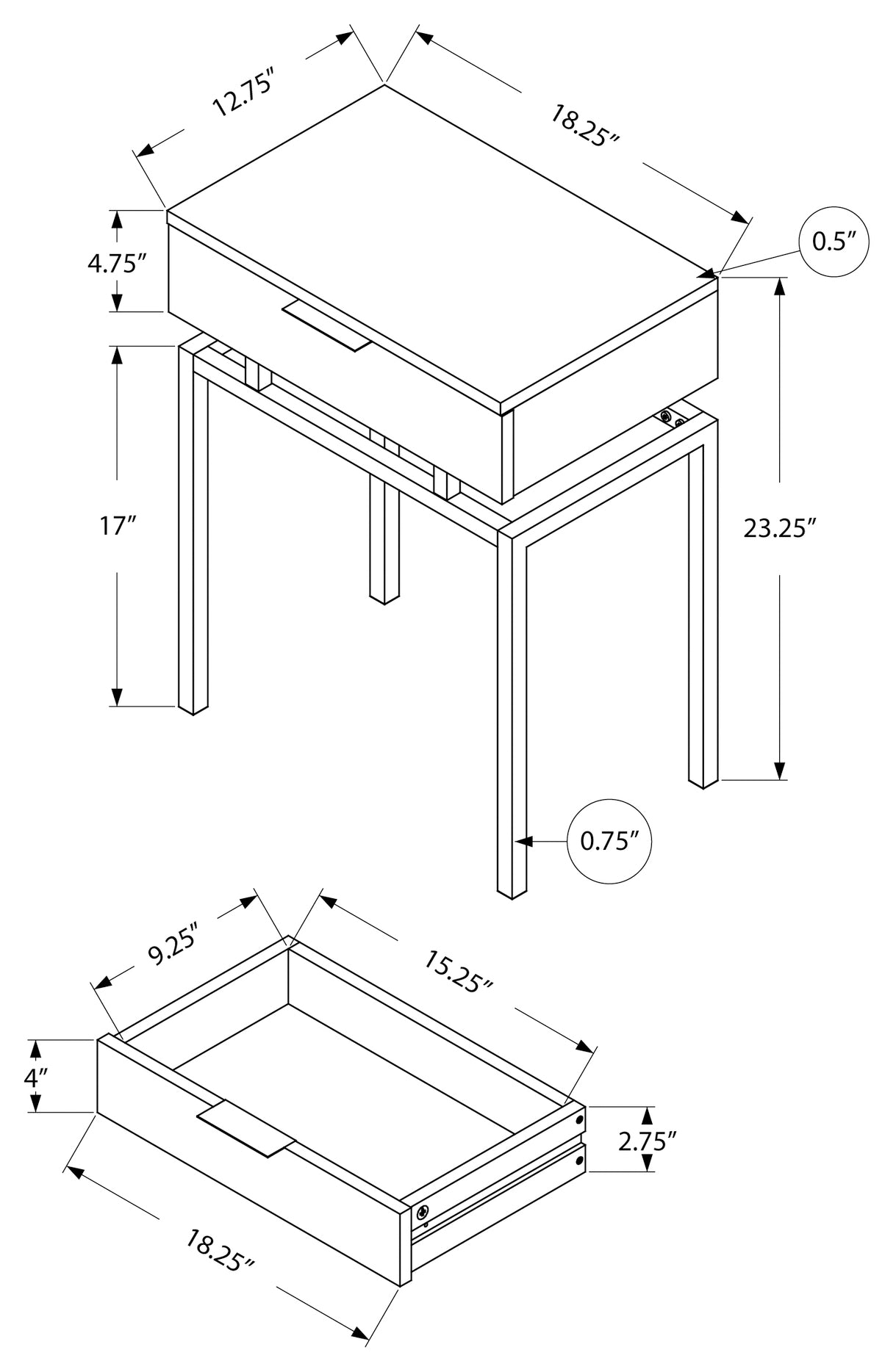 ACCENT TABLE - 24"H / GREY CEMENT / CHROME METAL