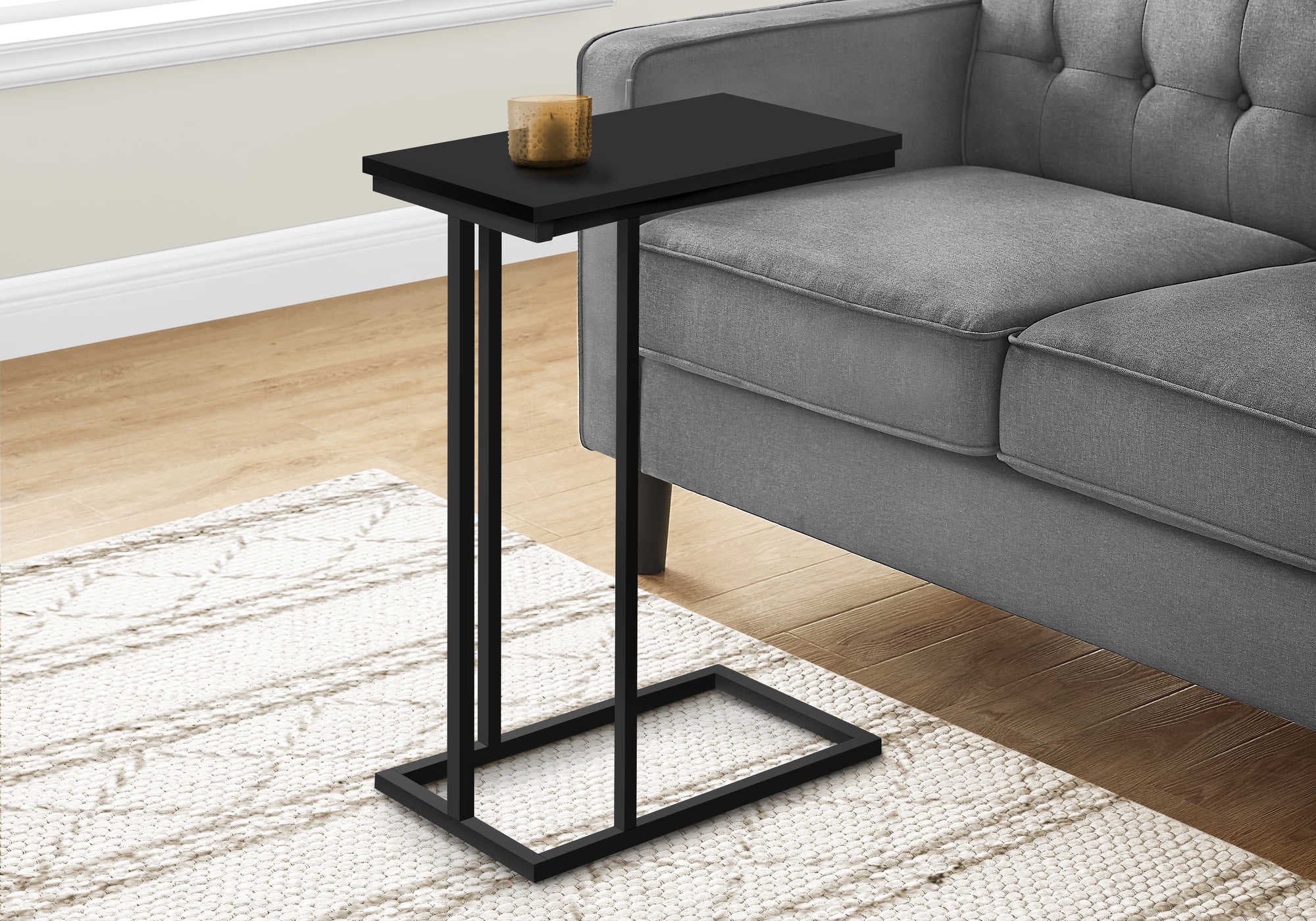 TABLE D'APPOINT - 25"H / NOIR / MÉTAL NOIR