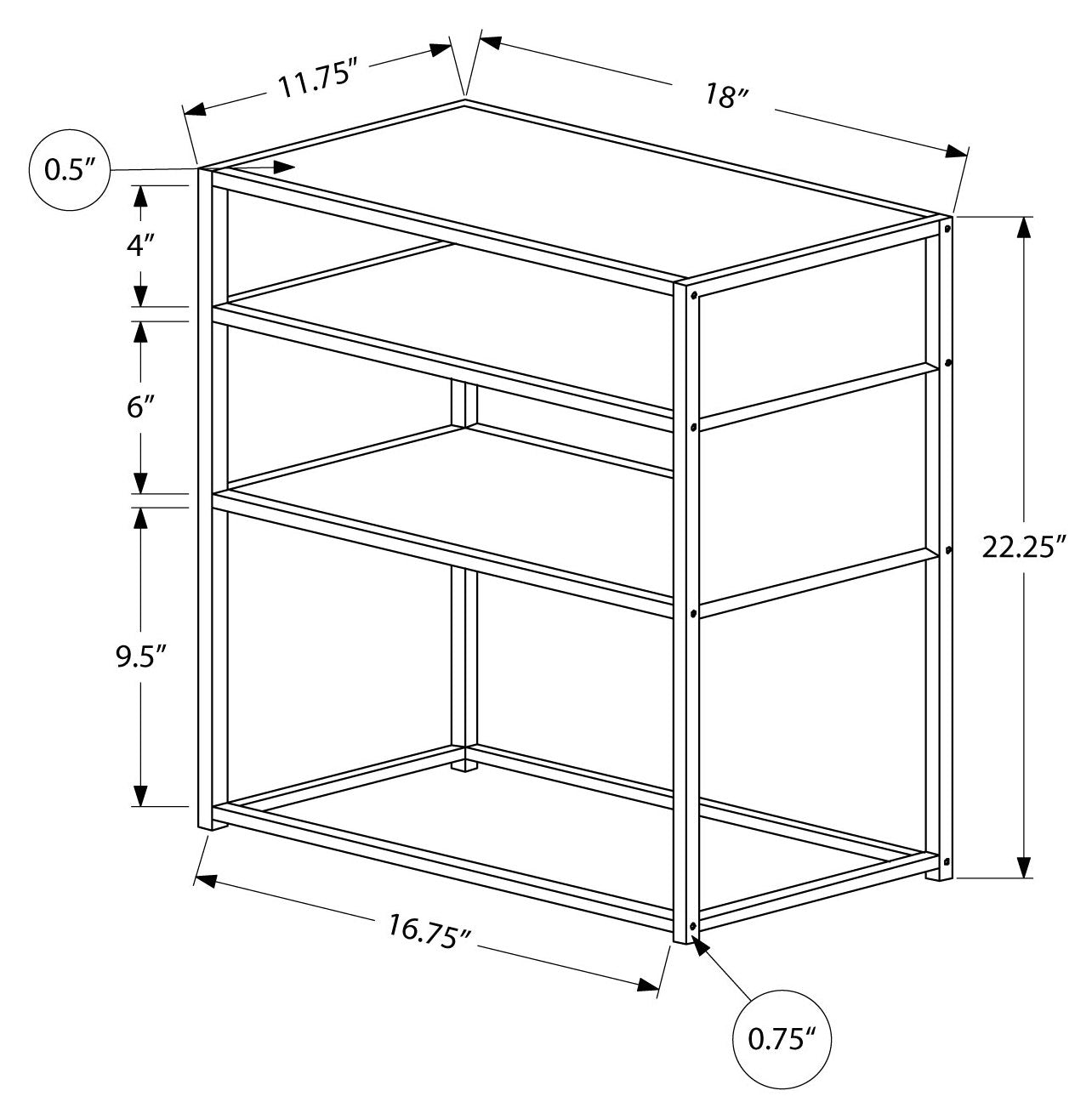 ACCENT TABLE - 22"H / BLACK / BLACK METAL