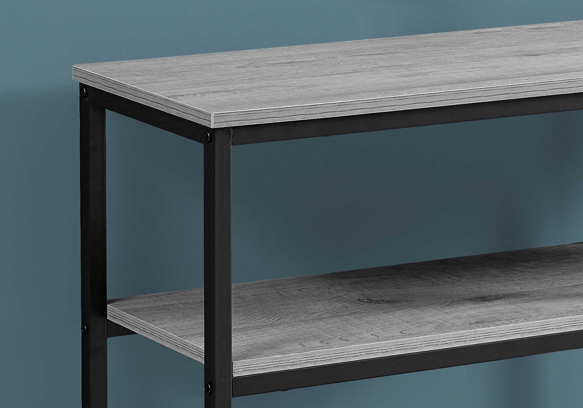 TABLE D'APPOINT - 42"L / CONSOLE D'ENTRÉE EN MÉTAL GRIS / NOIR