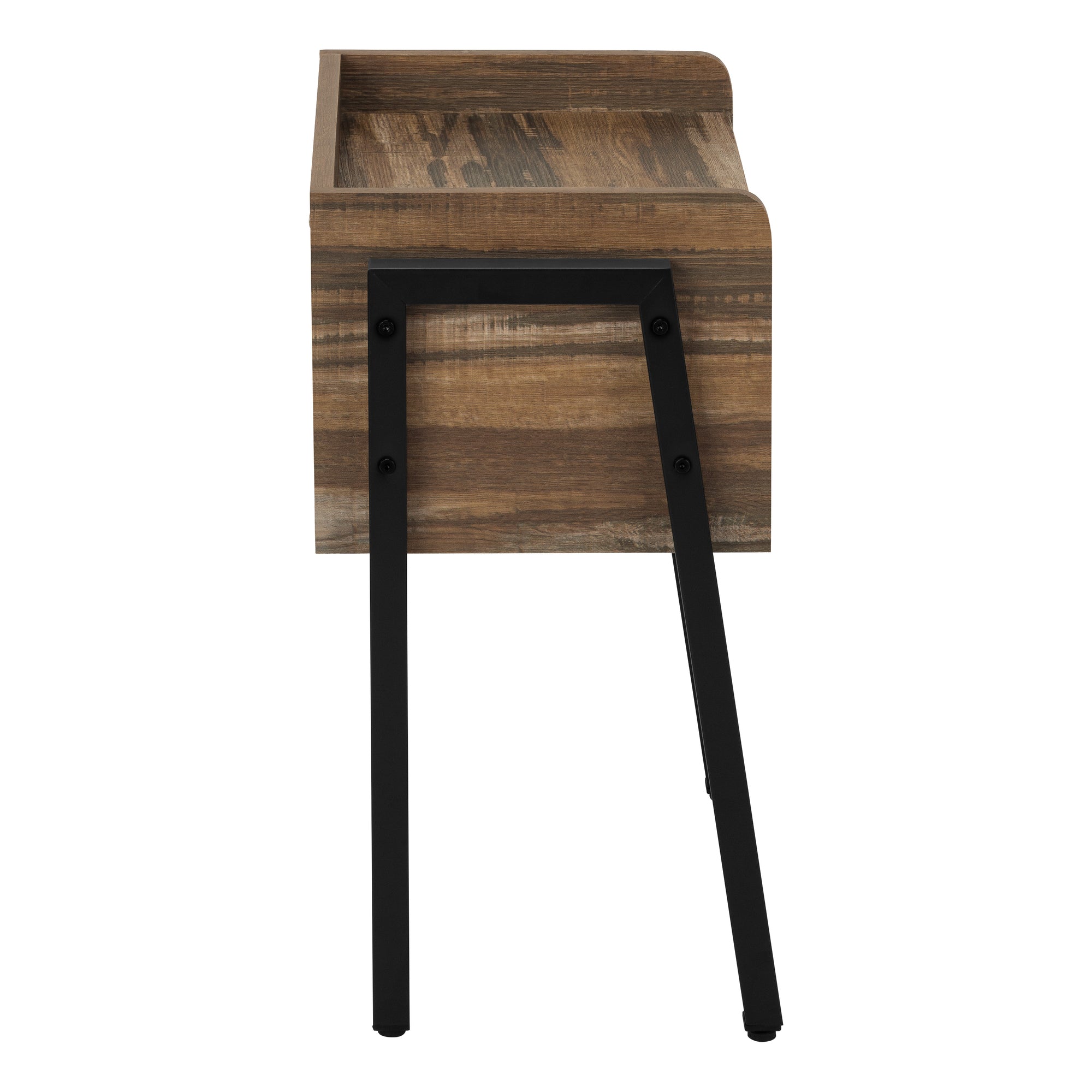 ACCENT TABLE - 23"H / BROWN RECLAIMED-LOOK / BLACK METAL