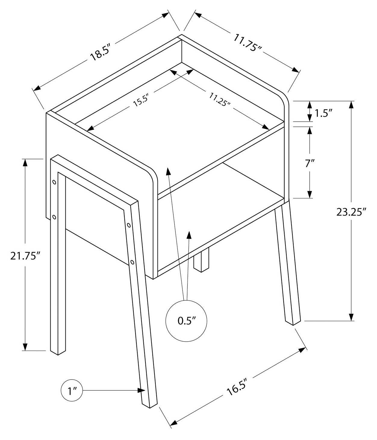 TABLE D'APPOINT - 23"H / ASPECT RÉCUPÉRÉ BRUN / MÉTAL NOIR