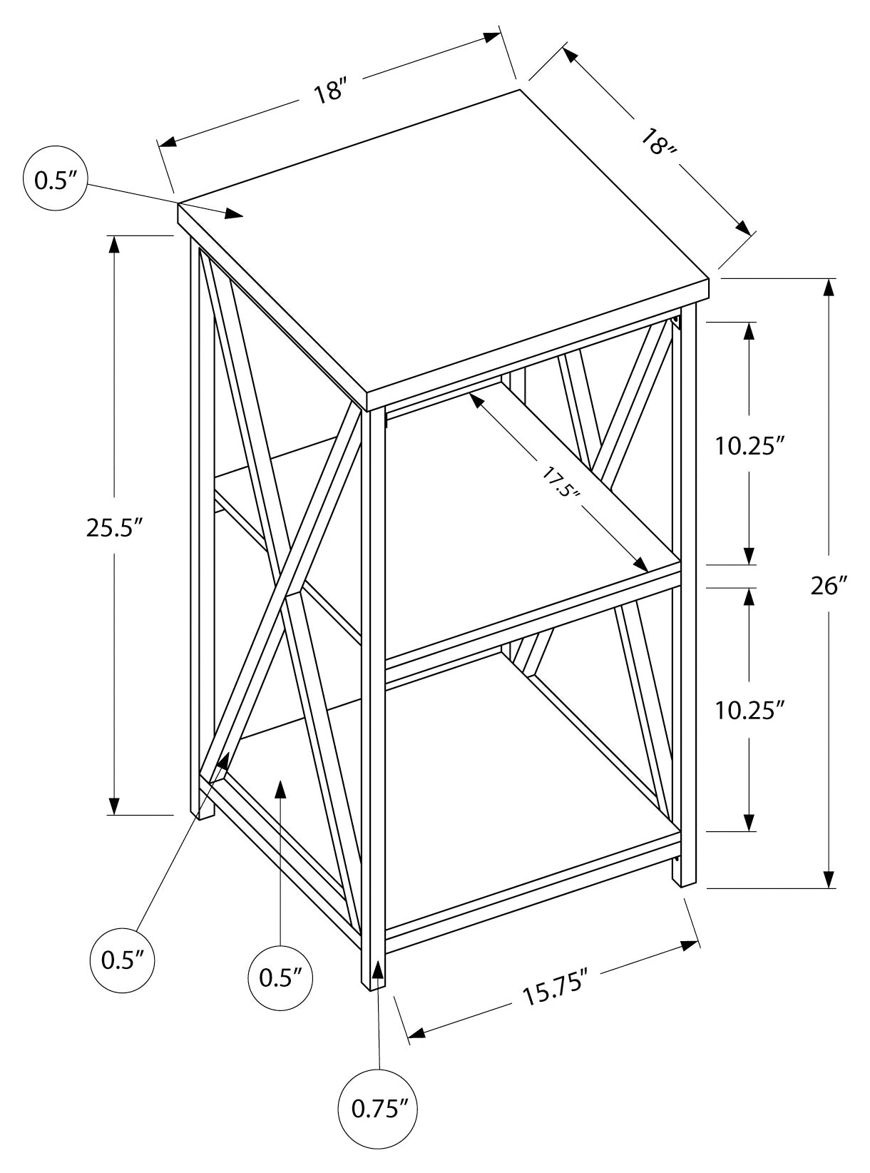 ACCENT TABLE - 26"H / BLACK MARBLE / BLACK METAL